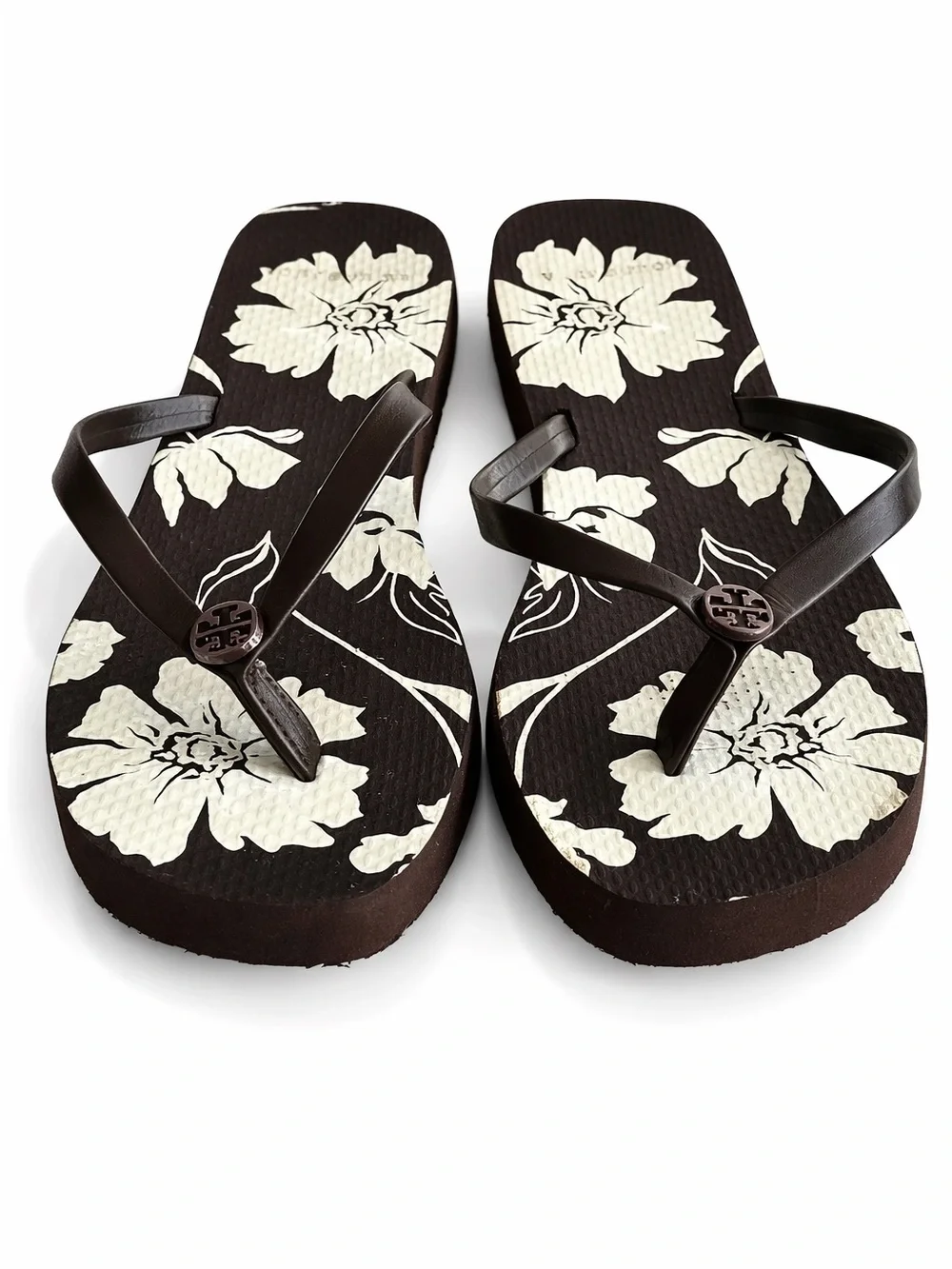Tory Burch Mocha Falls Floral Flip Flops NWT